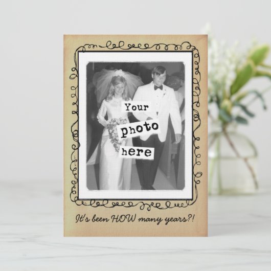 結婚記念日 ヴィンテージ写真テンプレート 招待状 (スタンド正面)