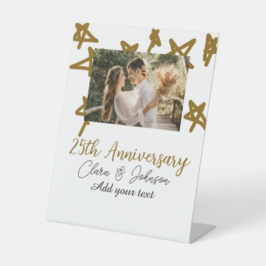 結婚記念日 名前 年 画像 ゴールド スター 台座サイン (正面)