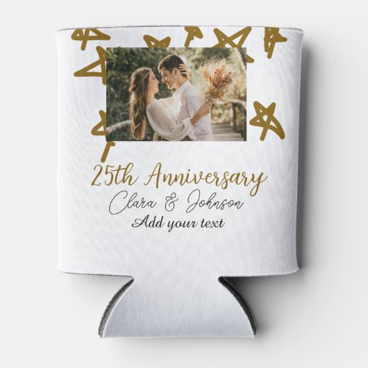 結婚記念日 名前 年 画像 ゴールド スター 缶クーラー (正面)