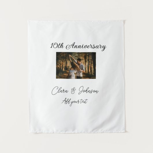 結婚記念日 名前 年 画像 テキスト カップルを追加 タペストリー (正面)