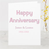 結婚記念日 名前 日付 年 ピンク グレー カード (黄色い花)