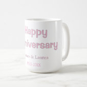 結婚記念日 名前 日付 年 ピンク グレー コーヒーマグカップ (正面右)