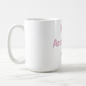 結婚記念日 名前 日付 年 ピンク グレー コーヒーマグカップ (左)