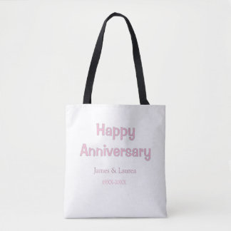 結婚記念日 名前 日付 年 ピンク グレー トートバッグ