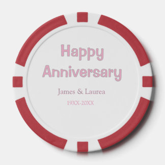 結婚記念日 名前 日付 年 ピンク グレー ポーカーチップ