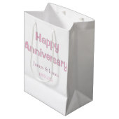 結婚記念日 名前 日付 年 ピンク グレー ミディアムペーパーバッグ (正面アングル)