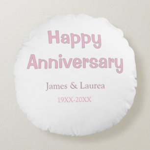 結婚記念日 名前 日付 年 ピンク グレー ラウンドクッション