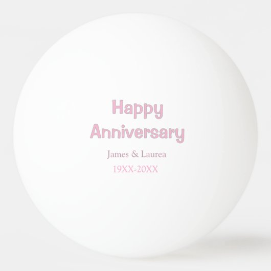 結婚記念日 名前 日付 年 ピンク グレー 卓球ボール (正面)