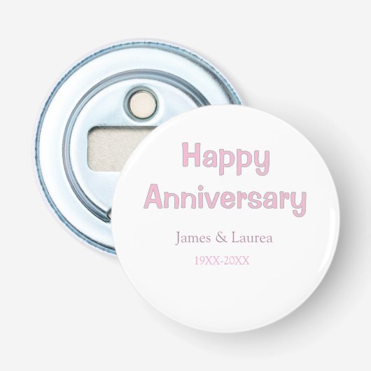 結婚記念日 名前 日付 年 ピンク グレー 栓抜き (正面)