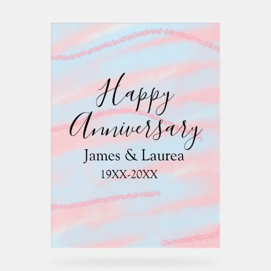 結婚記念日 名前 日付 年 ペーストルカラー  アクリルサイン (正面)