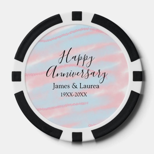 結婚記念日 名前 日付 年 ペーストル ポーカーチップ (正面)