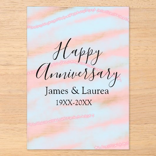 結婚記念日 名前 日付 年 ペールカラー  アクリル招待状 (正面)