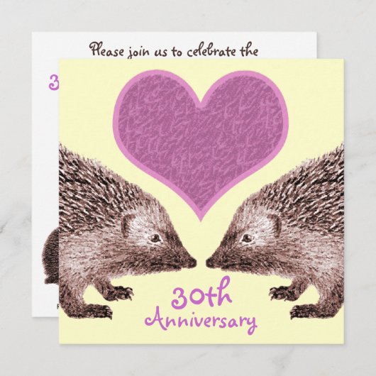 結婚記念日 – 愛に忠実なハリネズミ 招待状 (正面/裏面)