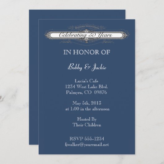 結婚記念日 招待状 (正面/裏面)