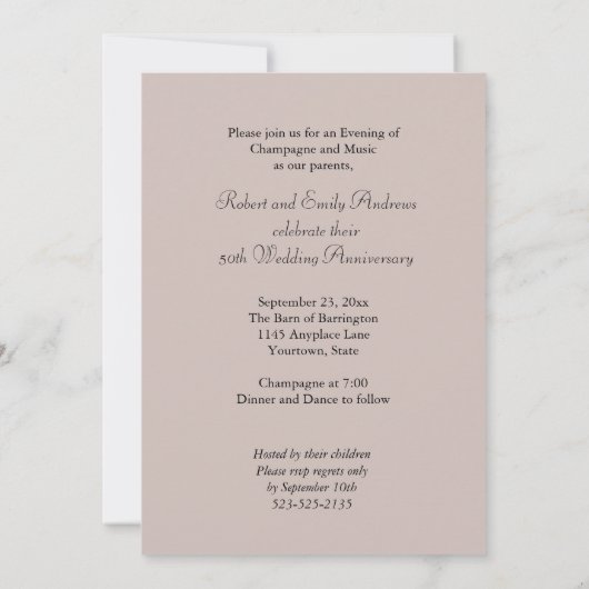 結婚記念日 招待状 (裏面)