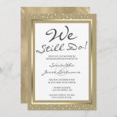 結婚記念日　私たちはまだ愛を誓う　エレガントなゴールドの招待状 招待状 (正面/裏面)