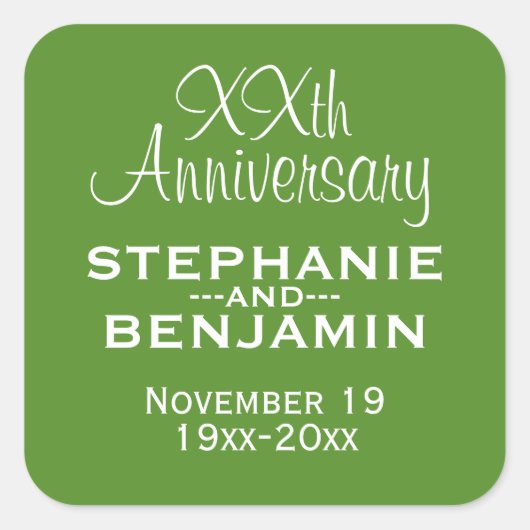 結婚記念日 - 緑と白 スクエアシール (正面)