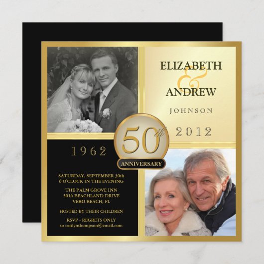 結婚記念日 過去と現在 フォト招待状 招待状 (正面/裏面)