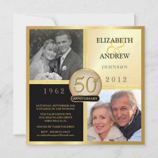 結婚記念日 過去と現在 フォト招待状 招待状 (正面)