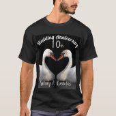 結婚記念日 2羽の黒いスワン Tシャツ (正面)
