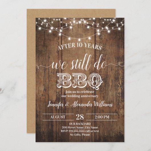 結婚記念日 BBQ まだやってるよ 招待状 (正面/裏面)