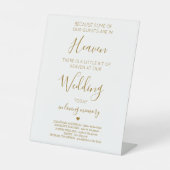 結婚記念金ゴールドパーソナライズされた天国 台座サイン (正面)