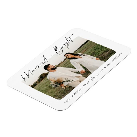 結婚記念 輝くスクリプト写真 マグネット (左側)
