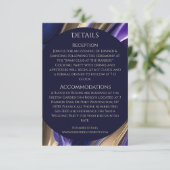 結婚詳細の抽象芸術モダンブルーパープル金ゴールド- エンクロージャーカード (スタンド正面)