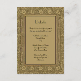 結婚詳細エレガント金ゴールドアールヌーボー エンクロージャーカード