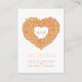 結婚詳細オレンジチューリップハートモノグラム エンクロージャーカード (正面)