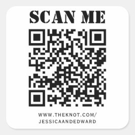 結婚詳細カスタムQrコードブラックミニマル スクエアシール