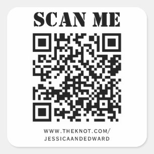 結婚詳細カスタムQrコードブラックミニマル スクエアシール