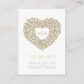 結婚詳細チューリップ花束モノグラム青褐色 エンクロージャーカード (正面)