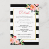 結婚詳細モダンフローラストライプ白黒 エンクロージャーカード (正面)