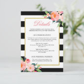結婚詳細モダンフローラストライプ白黒 エンクロージャーカード (スタンド正面)