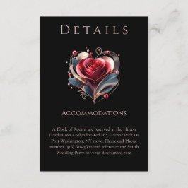 結婚詳細心形モダンバラ エンクロージャーカード