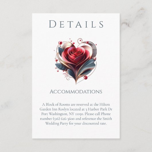 結婚詳細心形モダンバラ エンクロージャーカード (裏面)