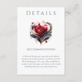 結婚詳細心形モダンバラ エンクロージャーカード