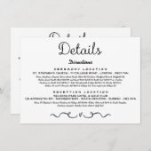 結婚詳細挿入カード | 現代的なブラック＆ホワイト エンクロージャーカード (正面/裏面)