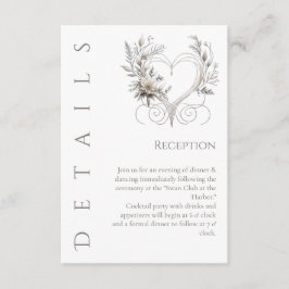 結婚詳細白ハート花 エンクロージャーカード