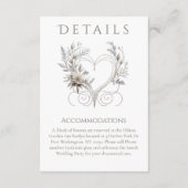 結婚詳細白モダンハートの花 エンクロージャーカード (裏面)