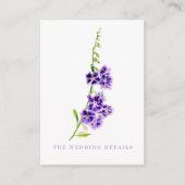 結婚詳細紫シンプルの花 エンクロージャーカード (正面)