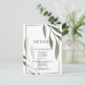 結婚詳細 |セージグリーンオリーブの葉 エンクロージャーカード (スタンド正面)