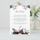 結婚詳細 |ネイビーとプラムのフローラ結婚ズ エンクロージャーカード (スタンド正面)