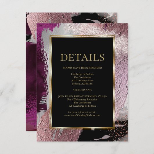 結婚詳細 |メタリックストロークカシスワイン エンクロージャーカード (正面/裏面)