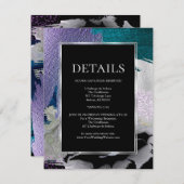 結婚詳細 | メタリック絵を描ストロークティール(緑がかった色)薄紫 エンクロージャーカード (正面/裏面)