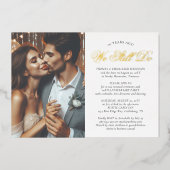 結婚誓いの更新記念パーティーの写真シンプル 箔招待状 (正面)