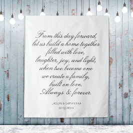 結婚誓約の背景　パーソナライズされたカリグラフィー タペストリー