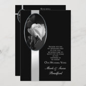 結婚誓約を更新する - 招待状 - 白黒のバラ (正面/裏面)