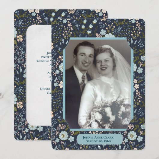 結婚誓約更新式 フラワーフォトフレーム 招待状 (正面/裏面)